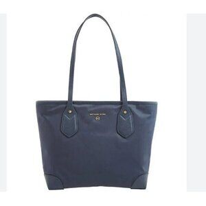 MICHAEL KORS Eva nylon gabardine small women's zip top tote purse -NAVY BLUE